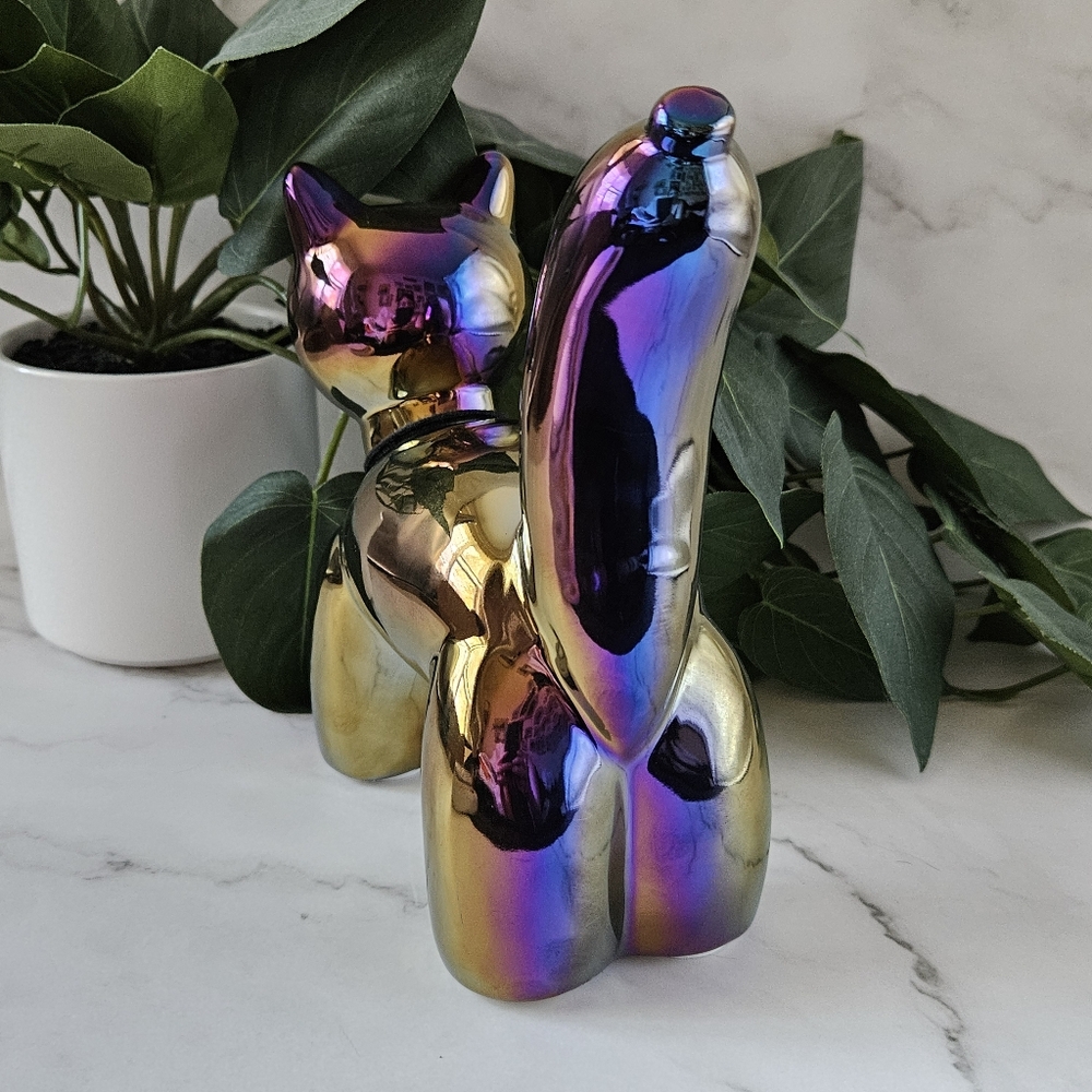Balloon kitty Cat Cleo One Design Home Aida & Jade nwt Metallic Rainbow iridesce - Picture 4 of 10
